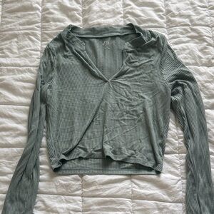 PacSun Ribbed Long Sleeve Top - Sage